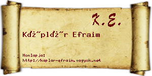 Káplár Efraim névjegykártya